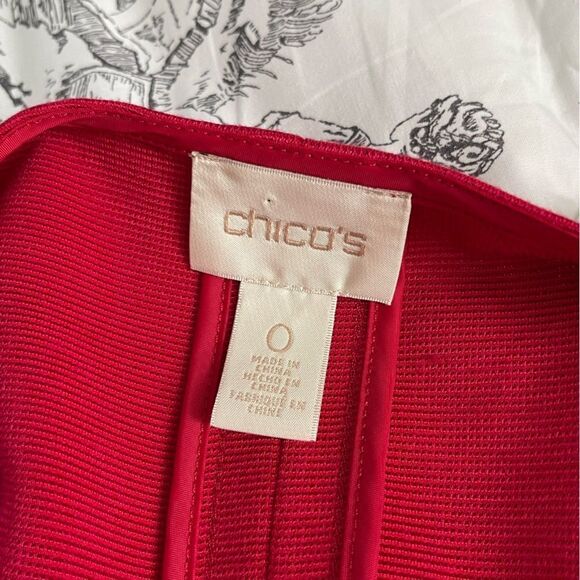 Chico’s mid length red snap front jacket size small (0) - Picture 6 of 6